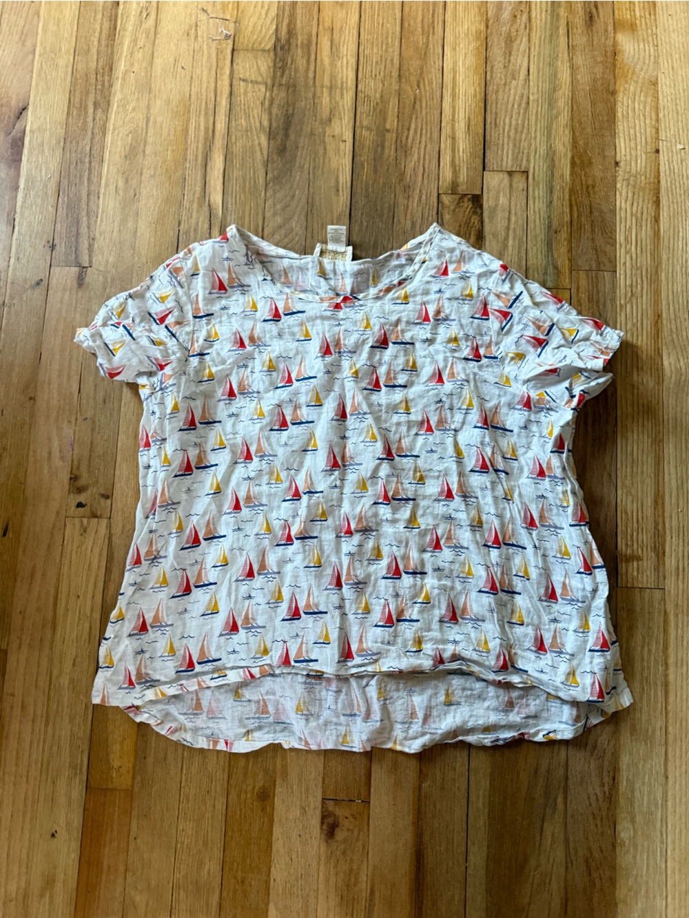 Cynthia Rowley White Shorts with Red & Yellow Sailboat Print